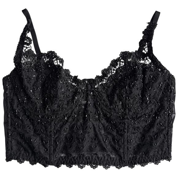 bebe Other - Bebe Black Sparkling Beaded & Sequin Underwire Bra Bralette Crop Top Size Medium